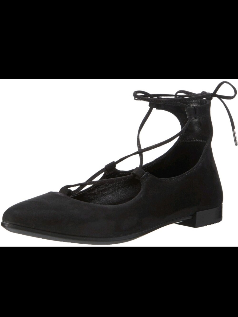 Ecco Black Lace-Up Pointed Toe Flats Size 39